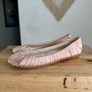 Y2K VERA WANG  LAVENDER  Leona Dusty Pink Pleated Satin Ballet Flats Size 7.5